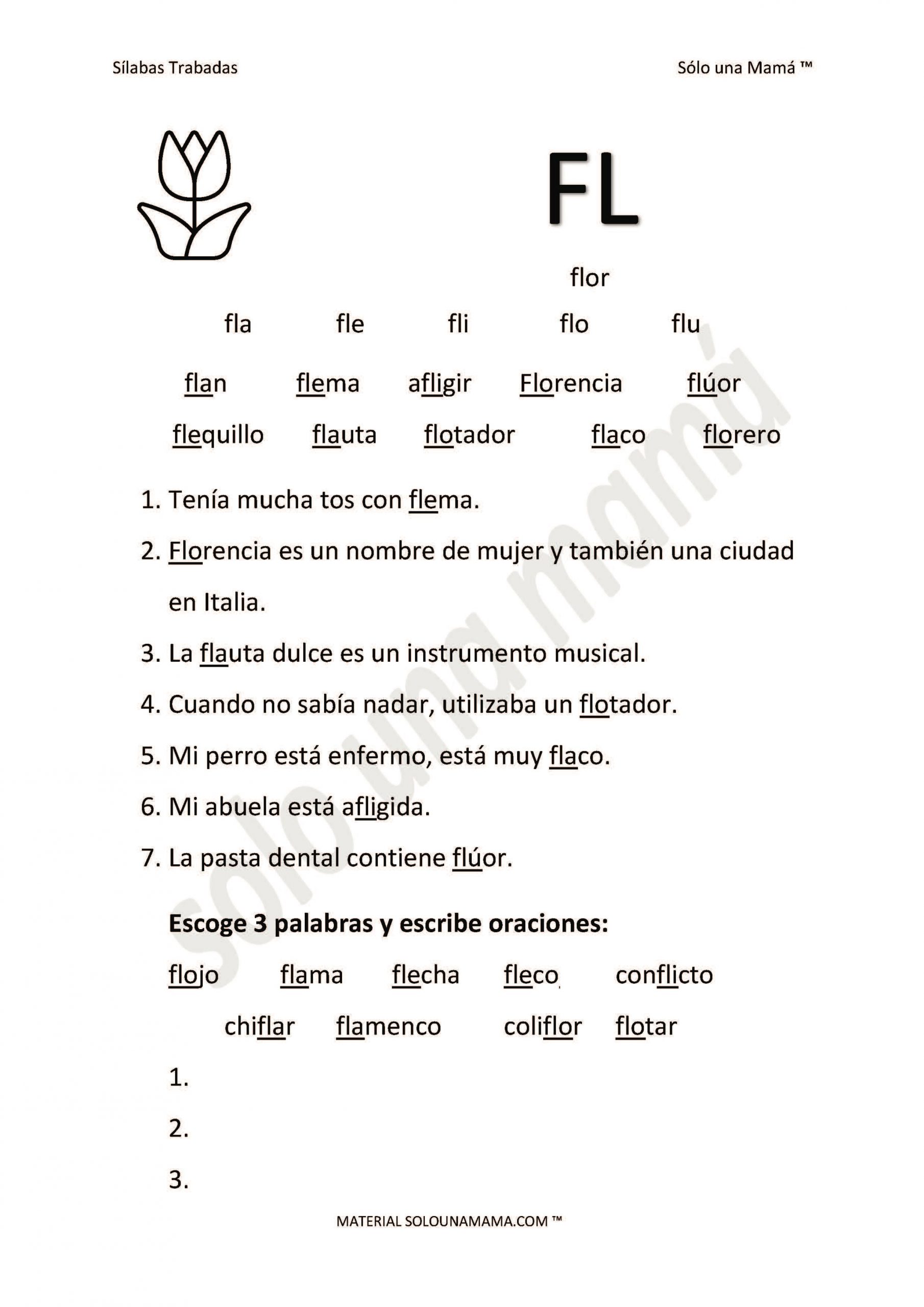 Ejercicios Con S Labas Trabadas Fl S Lo Una Mam